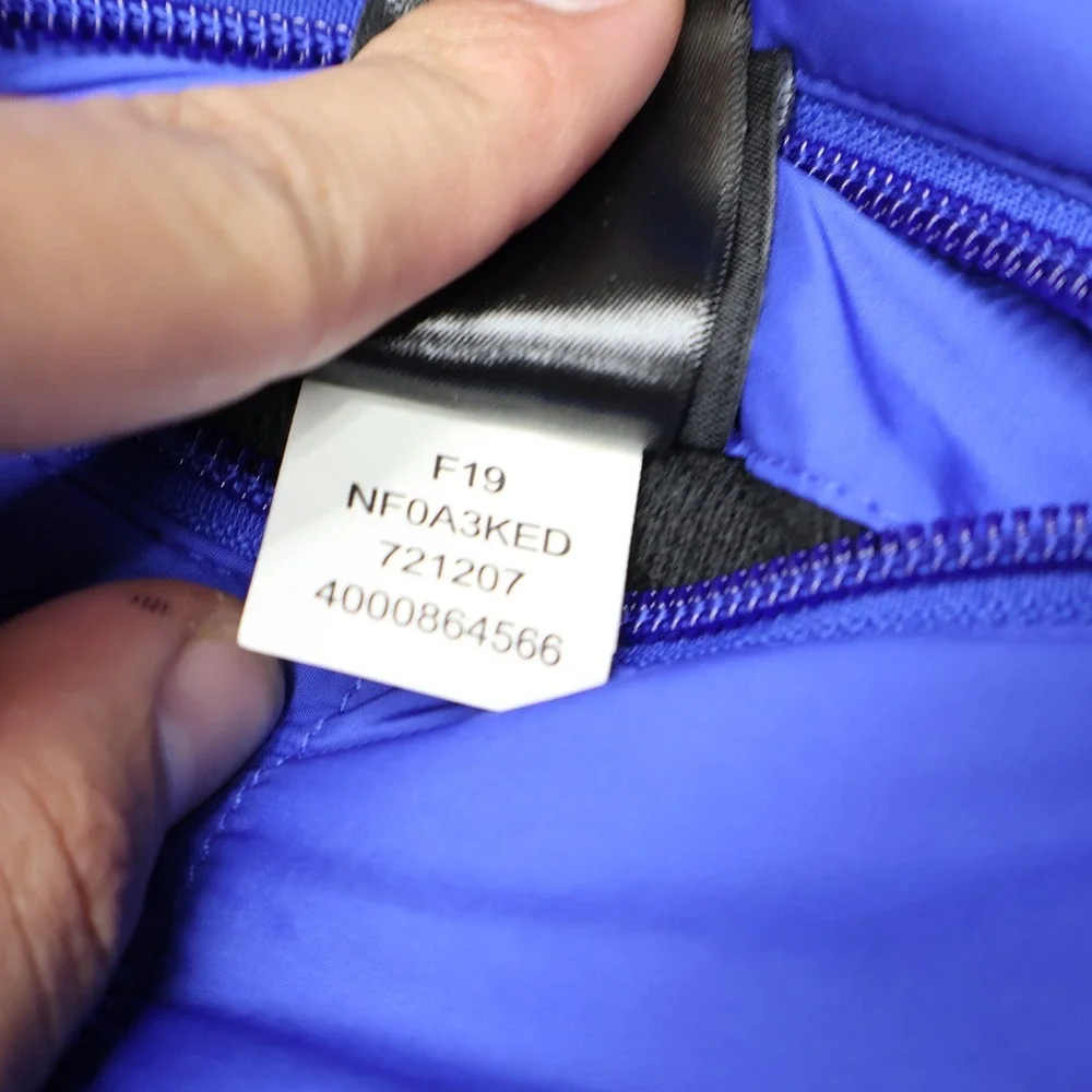 North Face Boys Large 14/16 Blue Reversible Hooded Fleece Lined Insulated Puffer